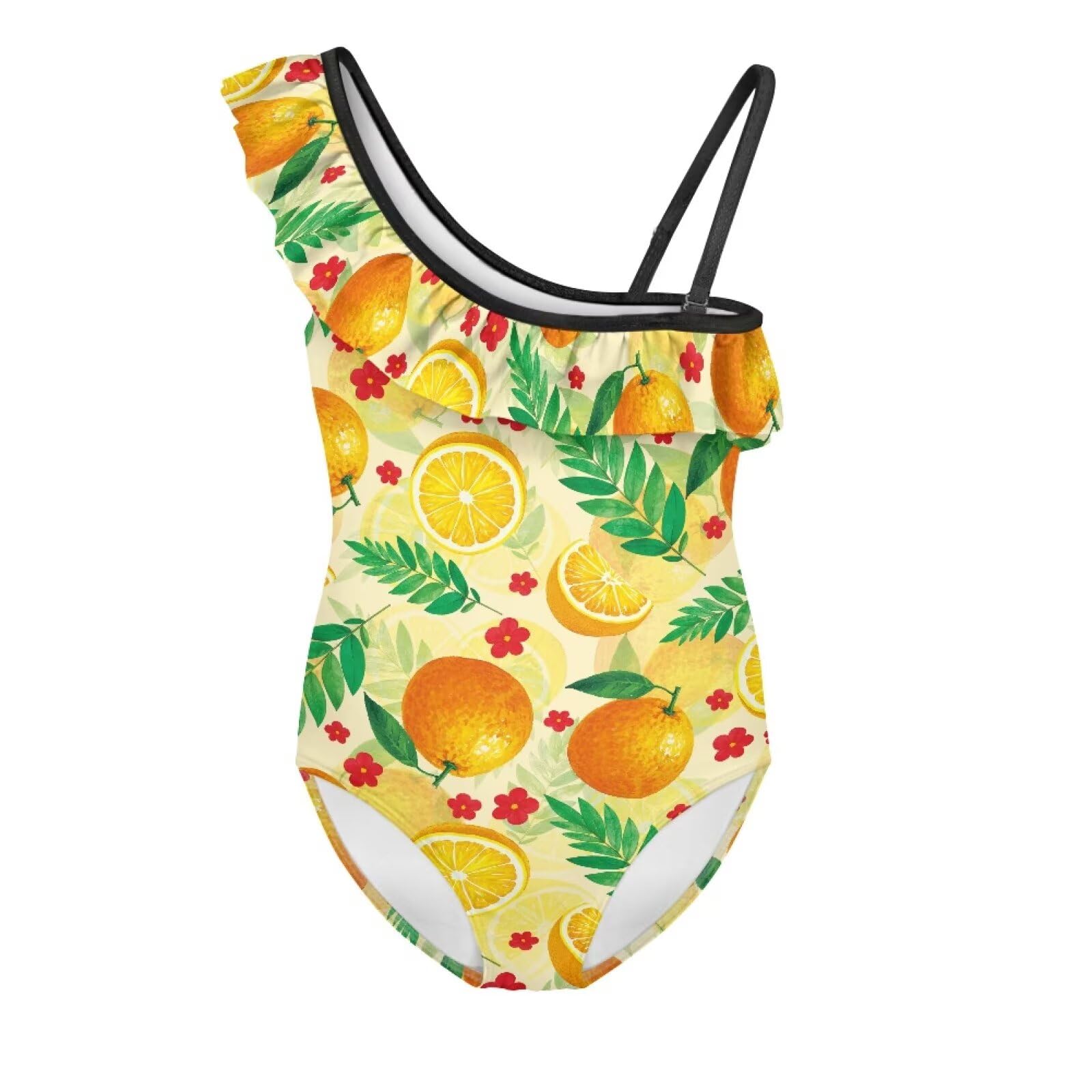 Girls One Piece Bathing Suit,Slim-Fit Ruffle Strap Swimsuit with Adjustable Strap Quick Dry Summer Beach Swim Suit