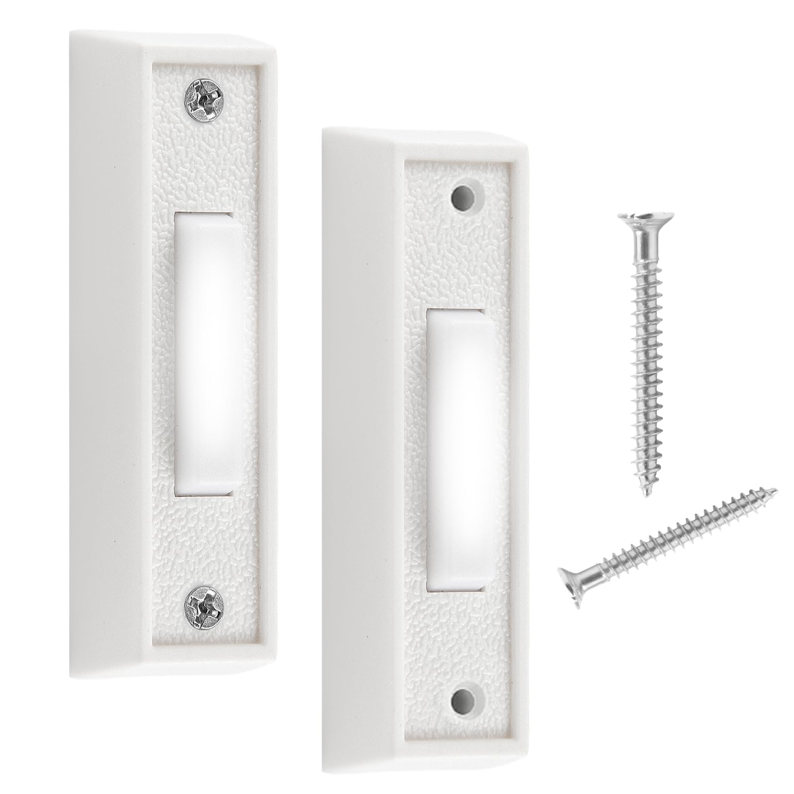 2Pack Door Bell Buttons Wired, Wired Door Bell Push Buttons LED Door Chime/White Door Bell Button, Lighted Doorbell Button for Most Door Bell Chimes White Light, Wall Mounted Doorbell Switch Garage