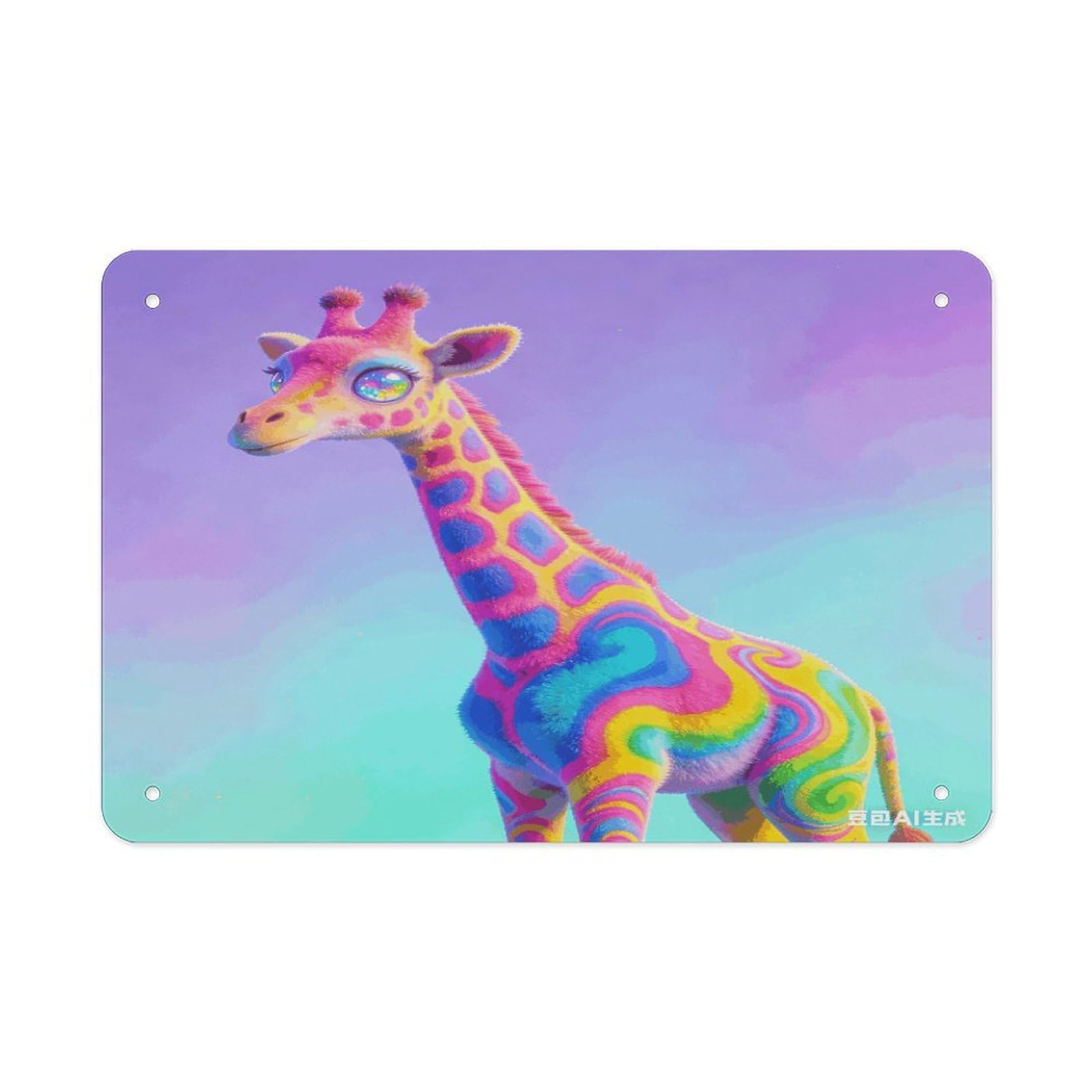 Fodpand Style Neon Giraffe Wall Art Metal Tin Signs Bar Metal Tin Sign Wall Decor For Home Living Room Bedroom Toilet Hotel Halloween Decor Gifts 7.9X 11.8 Inch