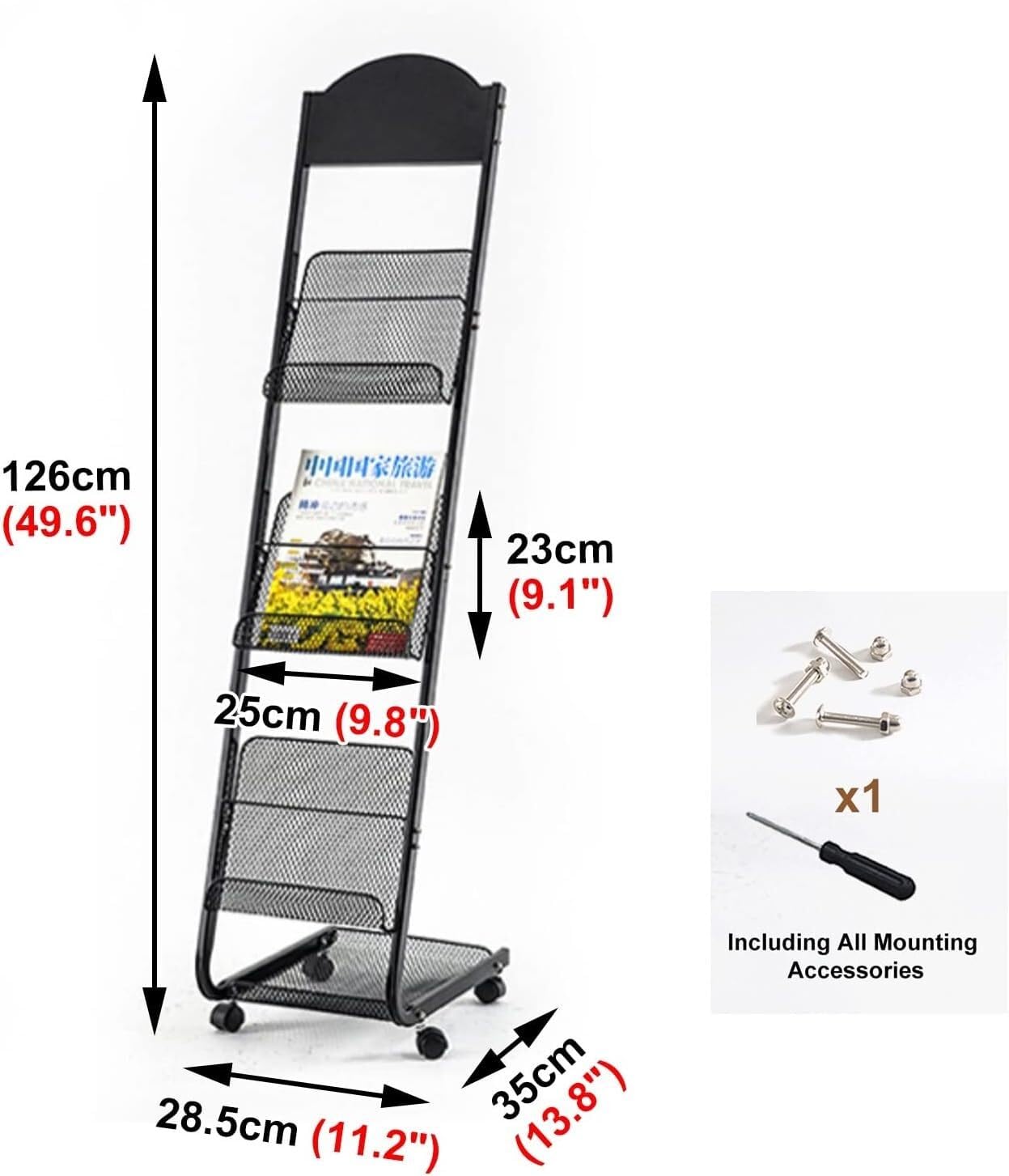 Cucce Portariviste Mobile Multiuso Supporti for archiviazione Documenti Espositore per riviste e edicole(White)