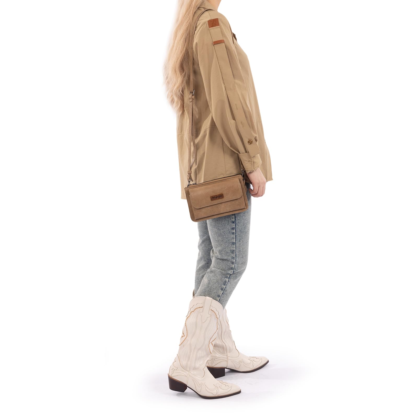 Wrangler Women Purses Crossbody Small Vegan Leather Crossbody Bags with Adjustable Straps WG119-2061KH