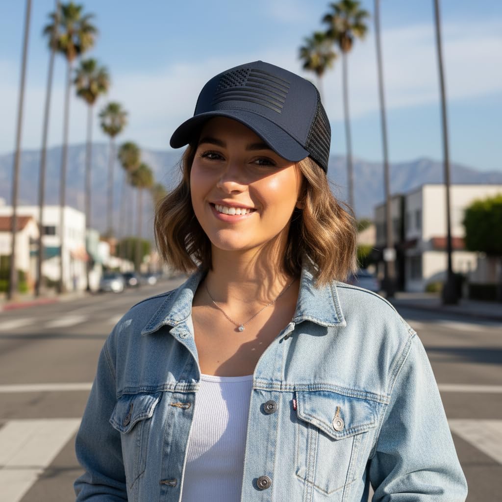 IIN American Flag Mesh Baseball Cap, Patriotic Trucker Hat for Men Women, Quick-Dry Breathable Design, Adjustable Snapback - Image 6