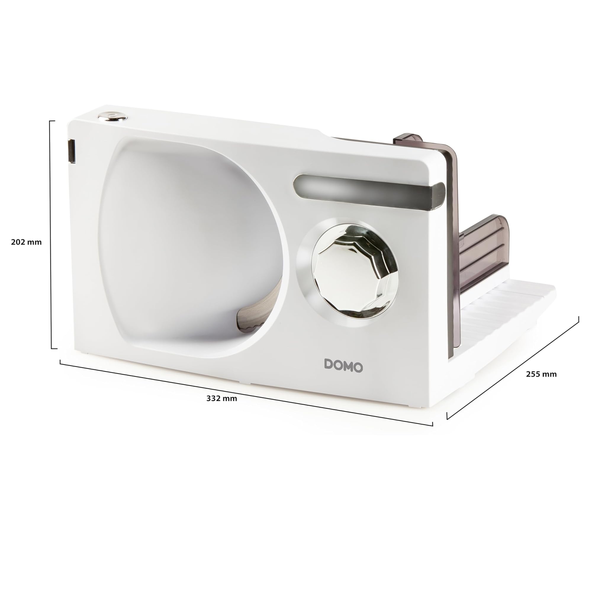 DOMO DO523S Trancheuse Electrique Ø 17 cm - 0 à 15 mm - Moteur silencieux DC de 120 W - Blanc