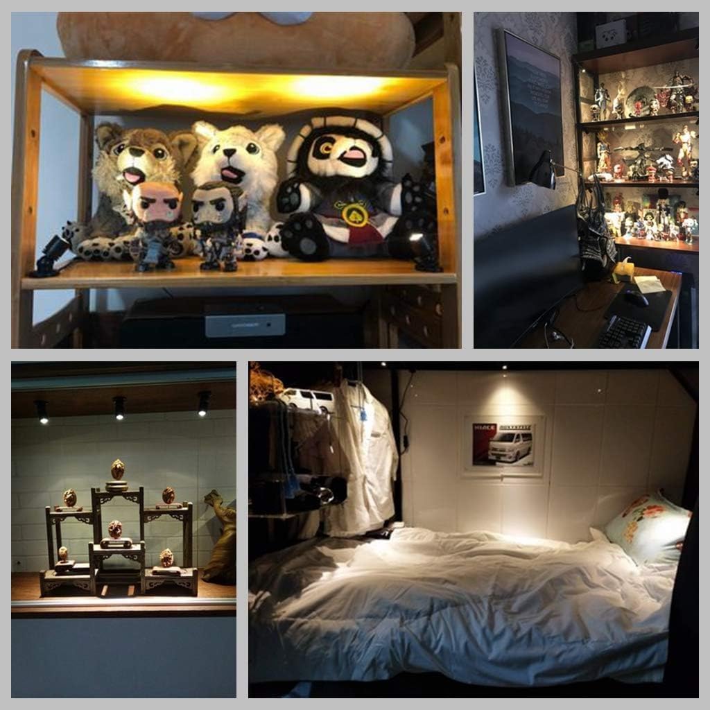 LED Mini Spotlight Kit, DC12V Display Set, 1.5W Dimmable, 6.56ft Cord, Black (Warm White 3000k, Pack-12)