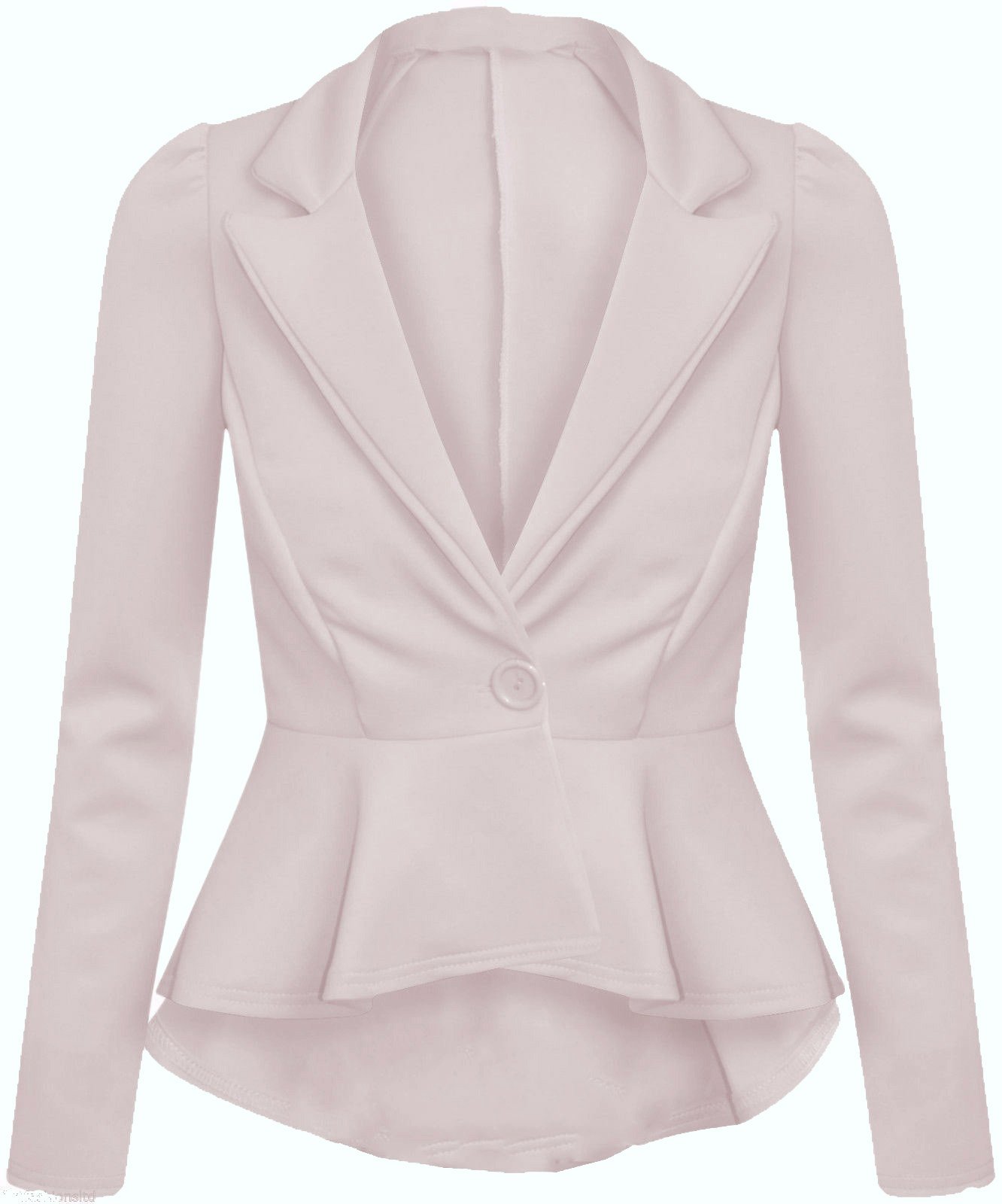 GOSTYLES® Womens Elegant Long Sleeve Peplum Blazer Jacket, Ladies Stylish One-Button Tailored Slim Fit Office Wear Flared Hem Coat (Cream, 12-14)