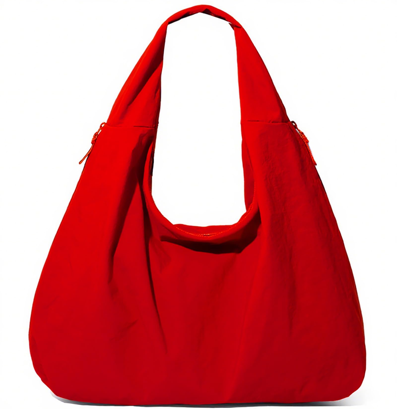 Slouchy Tote Bag Nylon Solid Pleated Handbag Large Hobo Bags for Women Multipockets Crescent Shoulder Bag