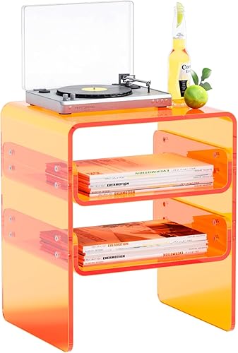 Miniatura 6 de Mesita de noche de acrílico transparente de 3 niveles, elegante almacenamiento de noche con diseño duradero, perfecta para dormitorios, salas de