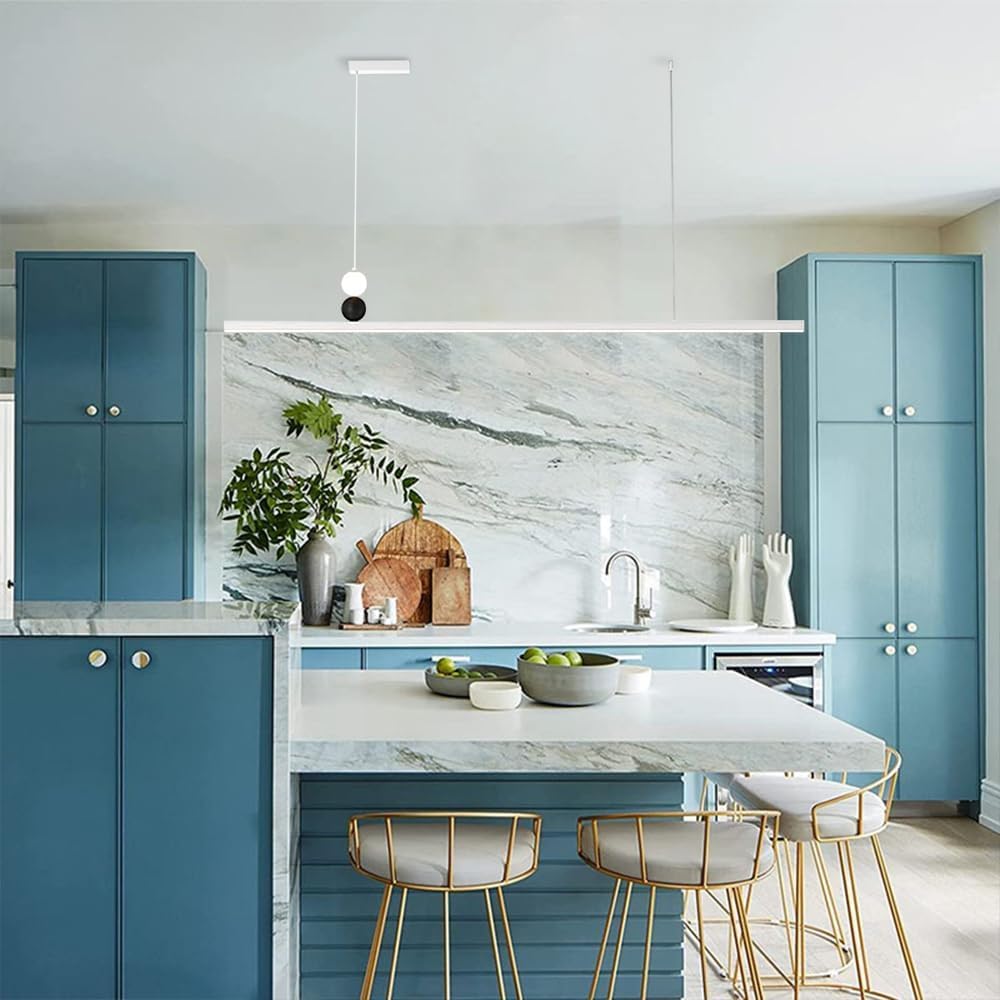 Lampadario lineare a soffitto, Lampada a Sospensione Minimalista a LED, Lampada da Tavolo da Pranzo a Striscia Lunga, Compatibile con lampadari a Sospensione, per Interni.