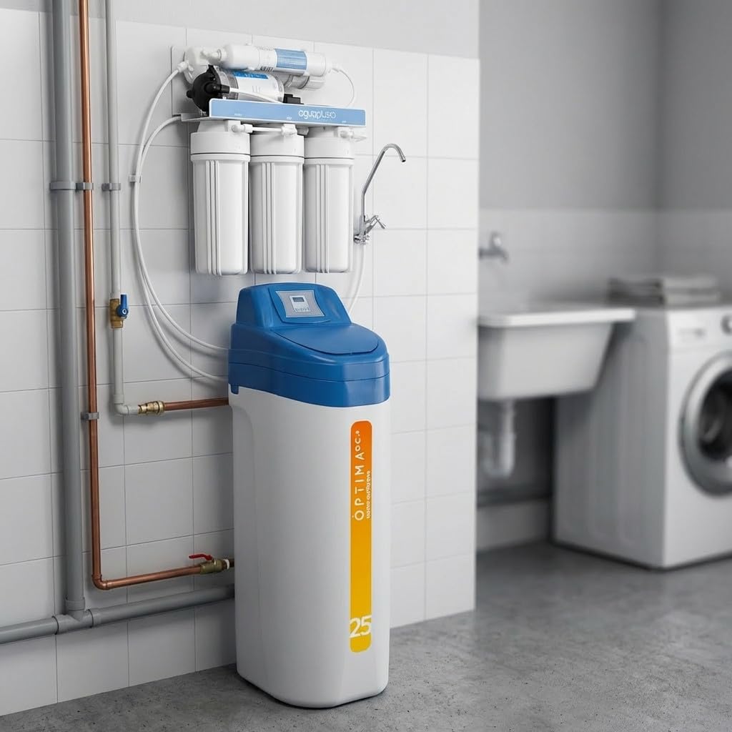 Suinga Descalcificador 25L + Ósmosis 5 etapas | Agua sin cal | Hasta 8 personas | Fácil instalación | Alto rendimiento | Con grifo y accesorios incluidos |