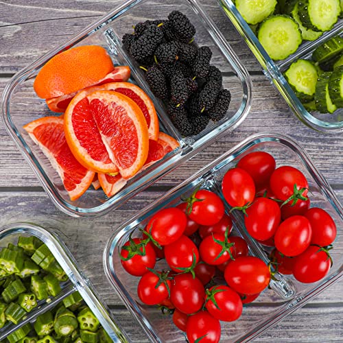 Glass Meal Prep Containers with 2 Compartments - Set of 10