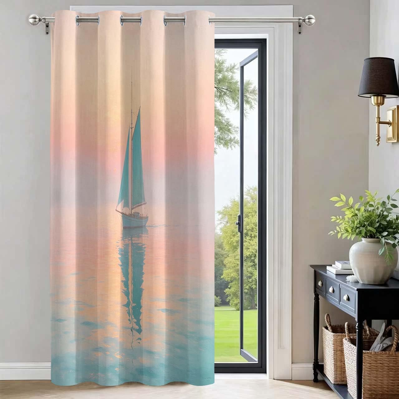 Rideau de Porte 3D Bateau à Voile 150x203cm pour Entrée