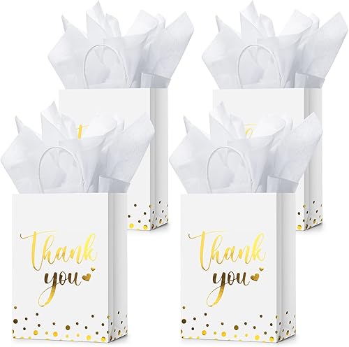 Tinlade 12 bolsas de regalo de agradecimiento con papel de seda de lunares dorados, bolsas de regalo de agradecimiento con asa para bodas, disponible en Yaxa El Salvador