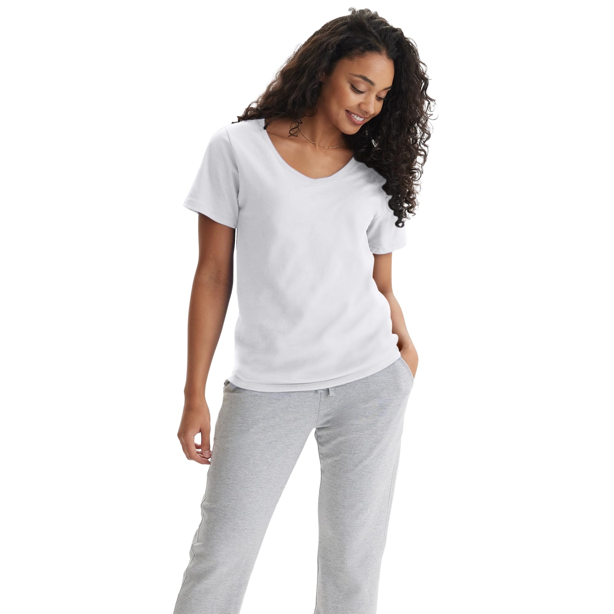 Hanes Women's Nano Premium Cotton V-Neck T-Shirt Pack