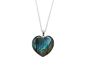 Gempires Women's Labradorite Heart Necklace: Stunning Crystal Pendant Jewelry for Ultimate Radiance