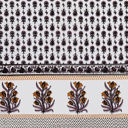 Image of 100% Cotton Single Bedsheet with 1 Pillow Cover | 240 TC Pure Cotton Flat Bed Sheet | Traditional Jaipuri Printed Bedding Set | Soft & Breathable | 60 x 90 Inch (Rangmahal Single 45)