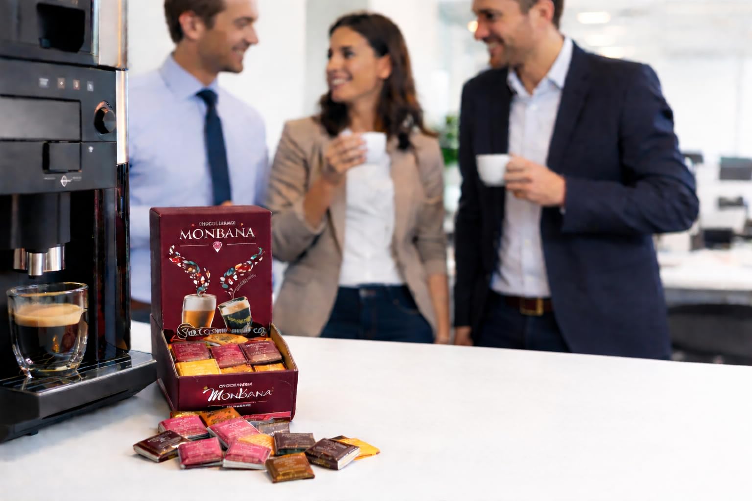 Monbana Coffret Chocolats Assortis 800 g – 200 Carrés Individuels | 200 carrés individuels assortis – 10 saveurs chocolat noir et lait