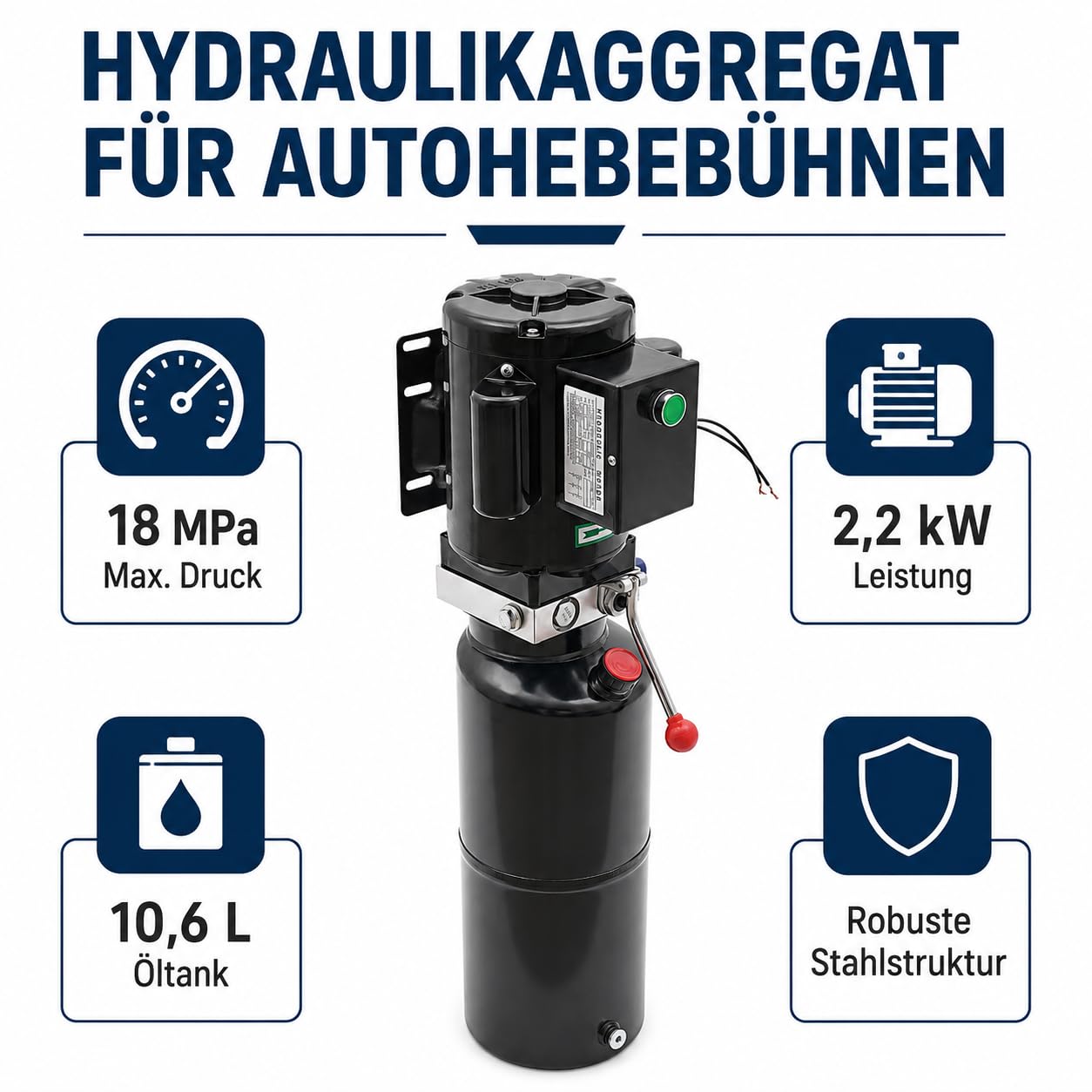 Pompe hydraulique - 10 l - Groupe hydraulique - 2200 W - 220 V - Pompe hydraulique à action simple - Pour ascenseurs, chariots élévateurs, etc