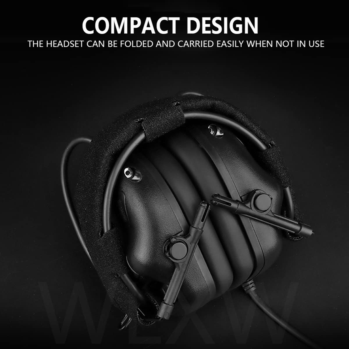 WLXW Auriculares Tácticos para Airsoft (Montados En La Cabeza Y Montados En El Casco), Auriculares con Ancelación Ruido Militar con Adaptador Riel Casco Táctico Rotación Multiángulo