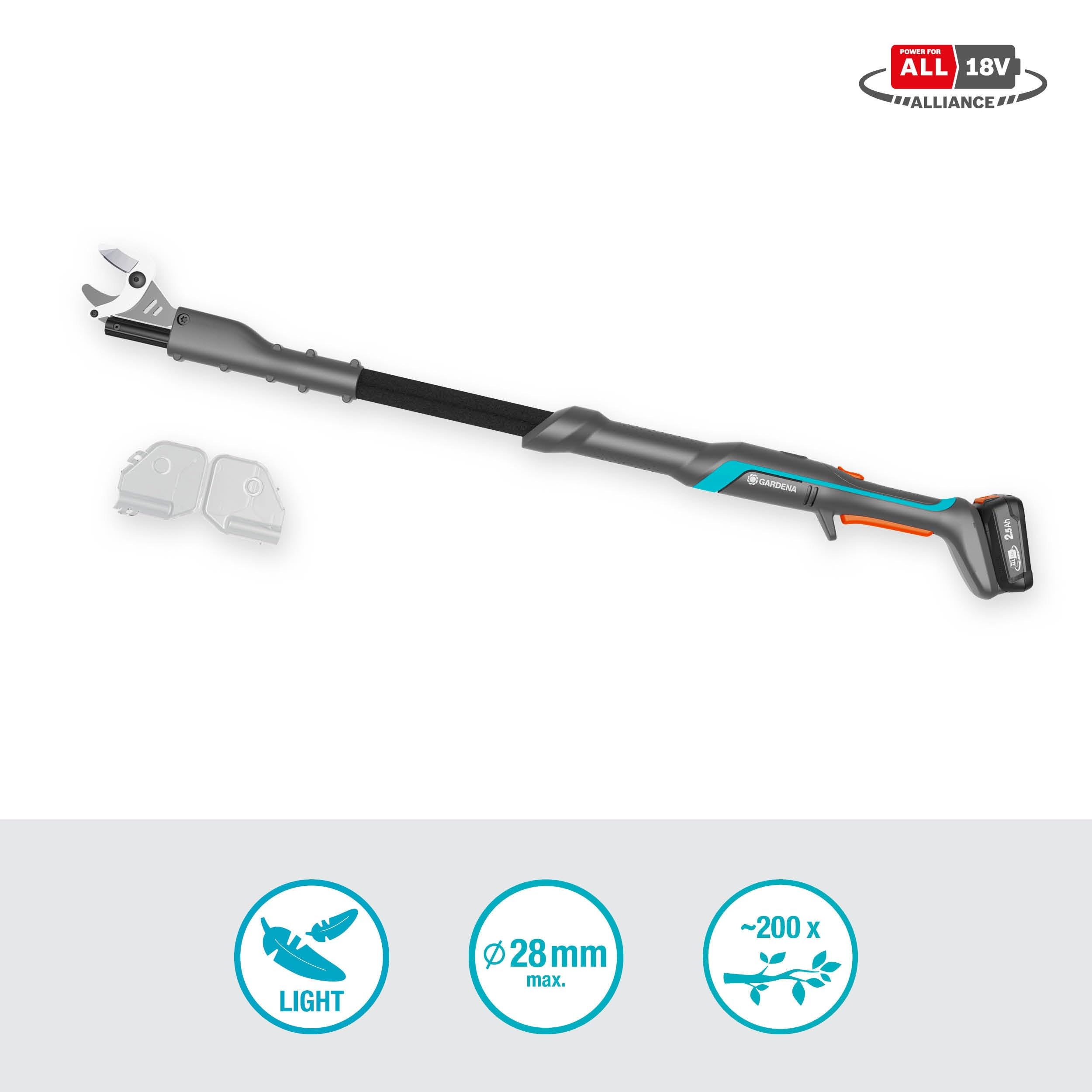 Gardena Coupe-Branches sur Batterie EasyCut 110/18V P4A - Kit prêt à l’Emploi: Coupe sans Effort, Portée Jusqu’à 2,5 m, Léger, Lames en Acier, sans Fil (14772-20)