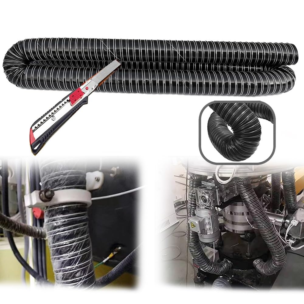 Tuyau Ventilation Silicone Tuyau D'Evacuation Flexible Noir Conduit De Ventilation Pour Atelier Et Garage Résistant À La Chaleur(4m/13.1ft,63mm-2 1/2in)