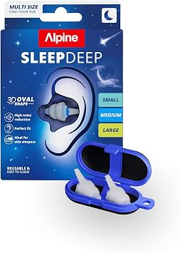 Alpine SleepDeep Earplugs for Sleeping Side Sleepers & Snoring Ultra-Soft Noise Reducing Earplugs 27dB NRR Hypoallergenic, Silicone-Free 3 Pairs S, M, L
