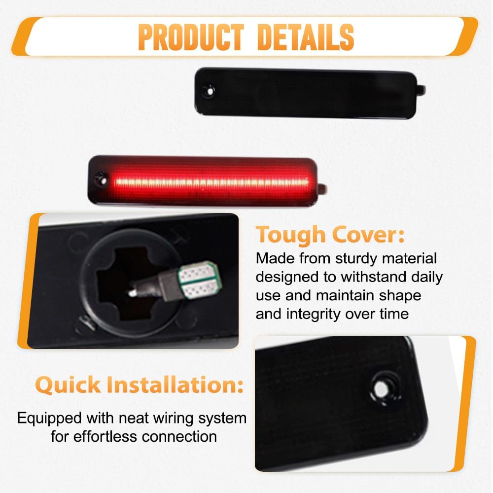 Front Fender Marker Lamps, LED Front Bumper Side Marker Lights, Compatible with Pontiac Firebird Trans AM 1993-2002 - Red Light Smoked Lens