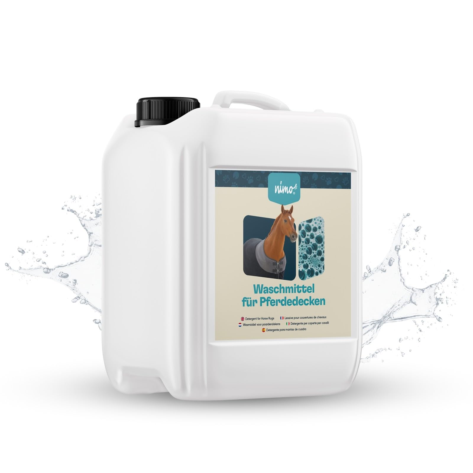 nimo® Waschmittel für Pferdedecken | ohne Duftstoffe & Farbstoffe | für für atmungsaktive Synthetik- und Baumwolldecken | entfernt Kot- & Urinflecken