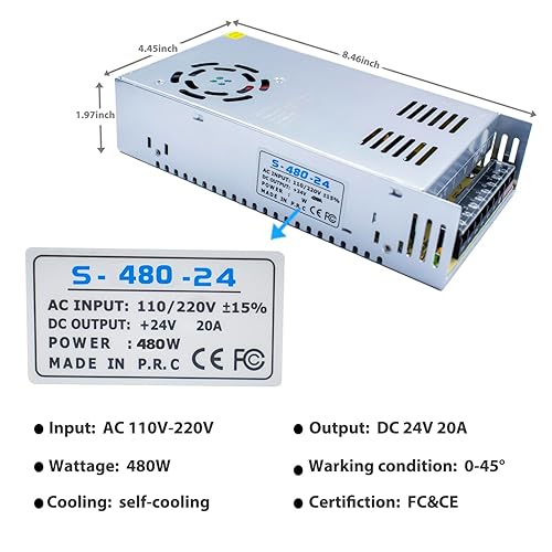Miniatura 8 de Fuente de alimentación conmutada de 24V 10A, regulador de voltaje ACDC, CA 110V220V a DC 24V 10A 240W convertidor de adaptador de corriente para