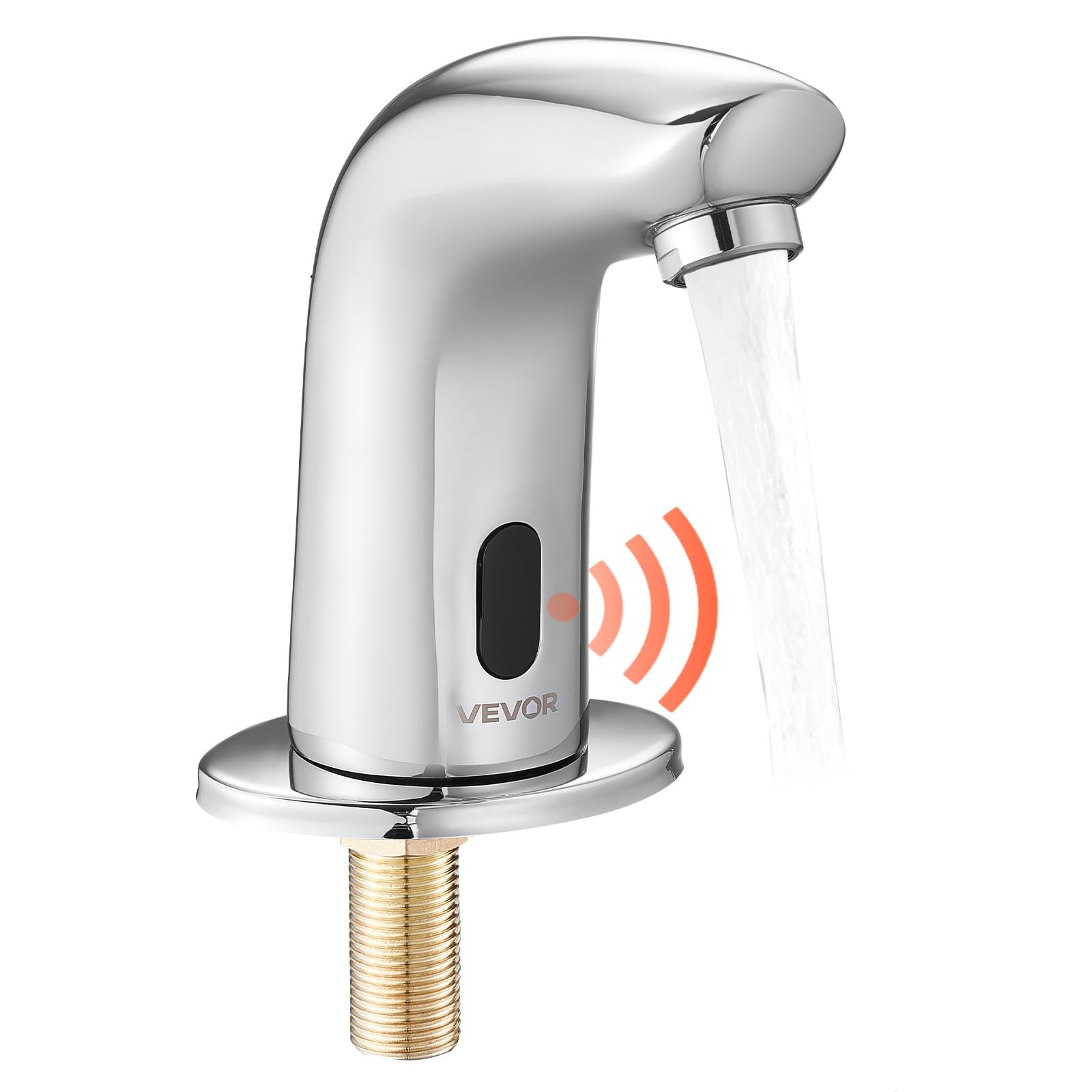 VEVOR Robinet Automatique sans Contact, Mitigeur de Lavabo à Capteur de Mouvement, Robinetterie d'Eau Froide, Fonctionne sur Piles, pour Tuyau de 9,5 mm, Bar Cuisine Salle de Bain, Chromé Argenté