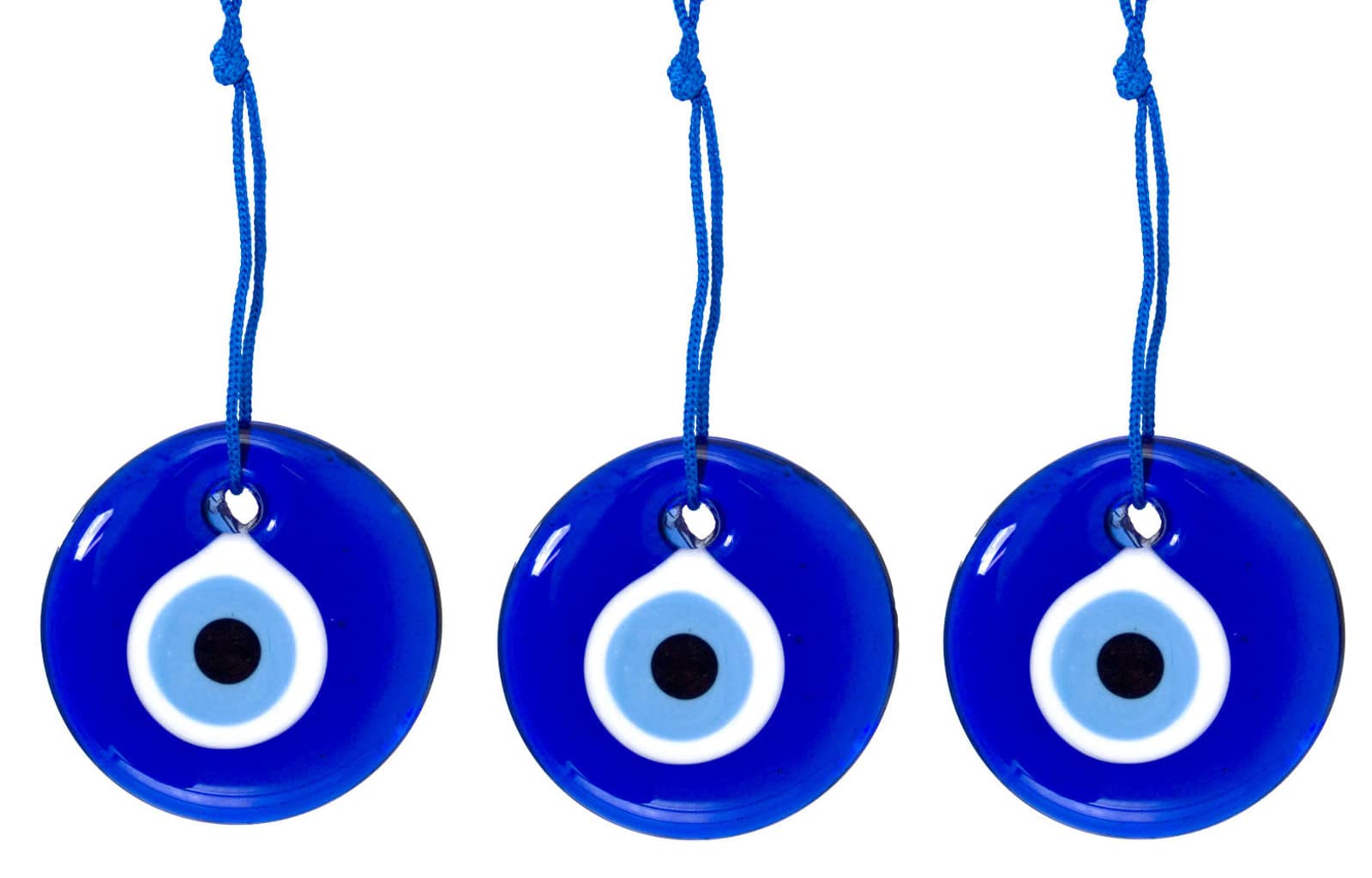 REBUY Evil Eye Wall Hanging Nazar Boncuk Wall Décor large Evil Eye Macramé Wall Hanging, Set of 3 Evil Eye Hanging, Diameter 5.5 Centimeters