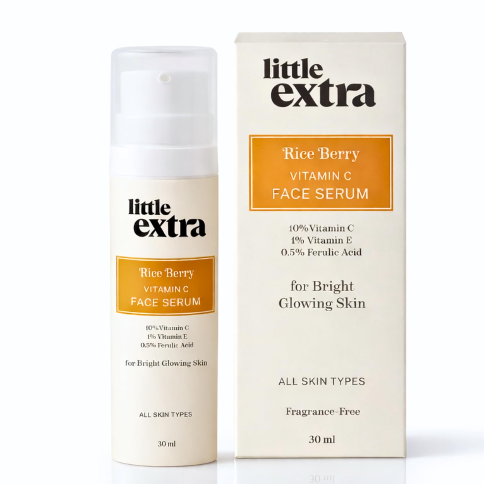 Rice Berry 10% Vitamin C Face Serum for Glowing, Bright Skin - Fade Dark Spots, for Dull Skin, Uneven Skin Tone, Non Irritating, All Skin Types, Women and Men, 30ml