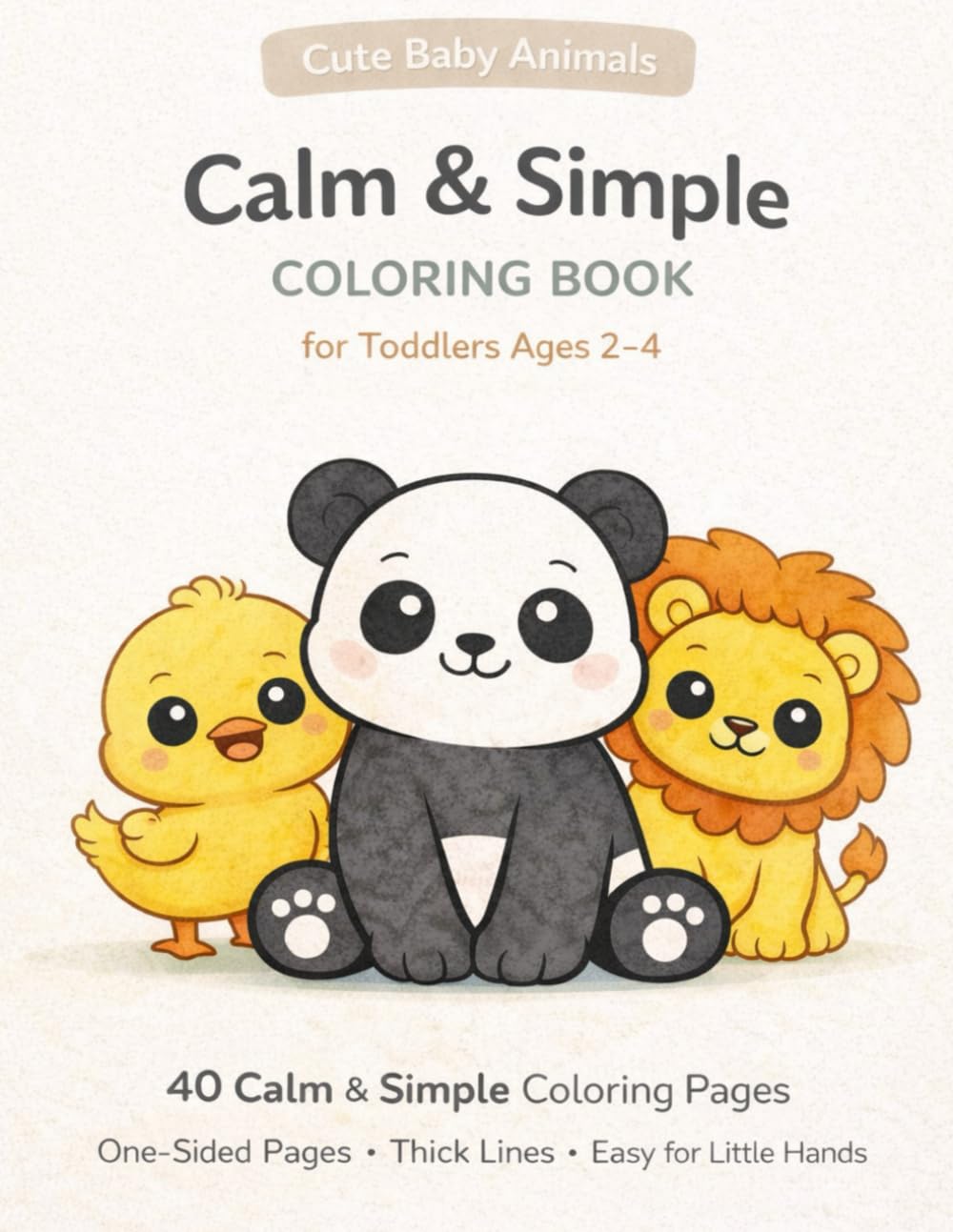 Calm Cute Baby Animals: Coloring Book for Toddlers Ages 2–4
