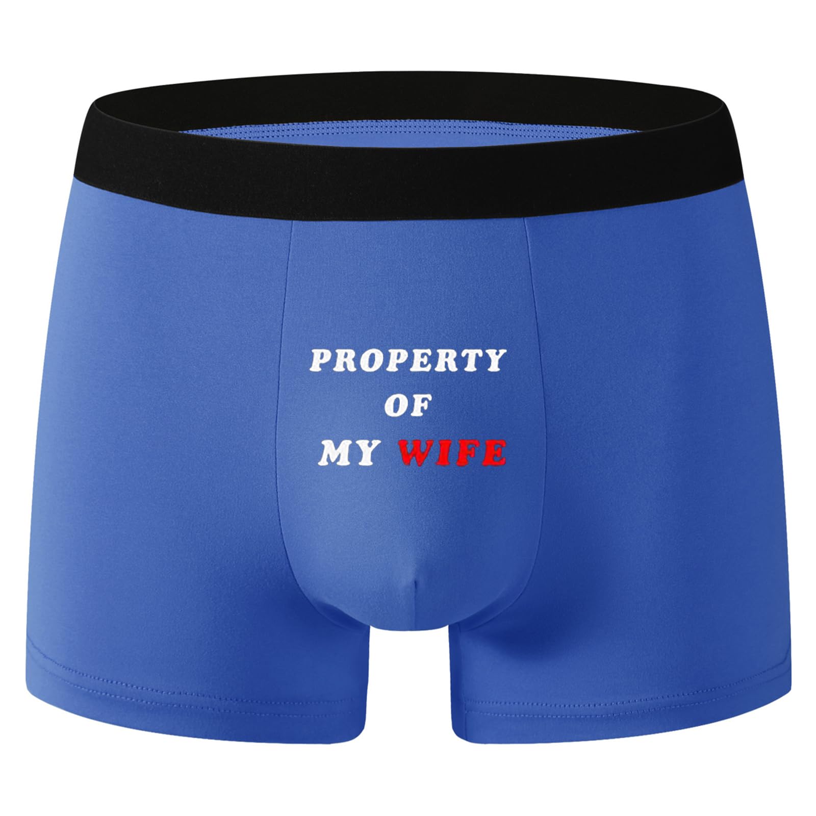 Mens Underwear Boxer Briefs with Pouch Polyester Soft Stretch Boxer Briefs with Property or My Wife Design Short Leg
