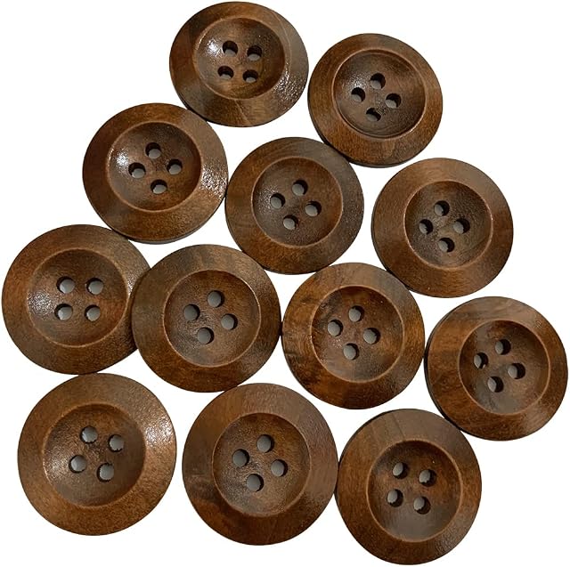15pcs Classic Chestnut Wooden Button 25mmm Dark Brown Sewing Knitting Crochet
