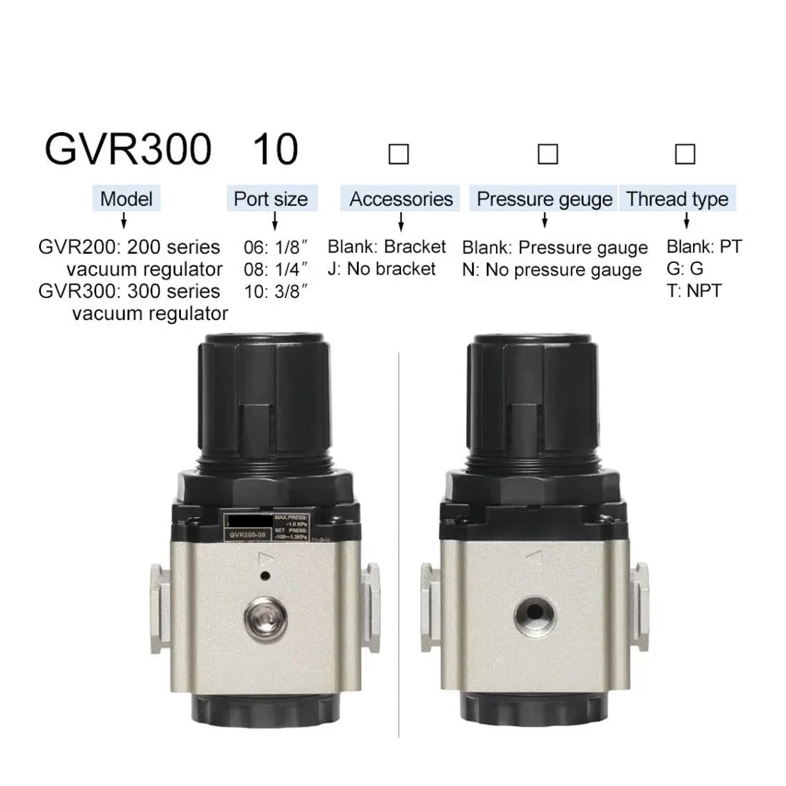 Válvula reguladora de presión neumática de vacío GVR20006 GVR20008 GVR30008 GVR30010 Válvula de control de presión negativa(GVR300 08)