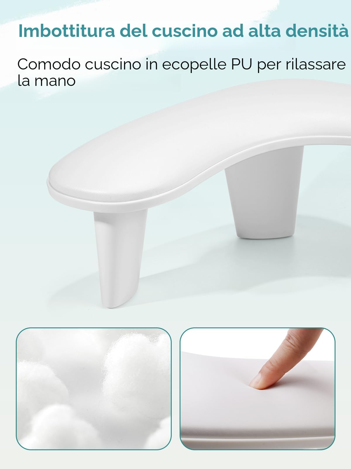 Cuscino per bracciolo per unghie: supporto per unghie in pelle Poggiamano per unghie - Cuscino per manicure bianco Poggiabraccio per unghie - Cuscino per piedi antiscivolo per salone di nail art