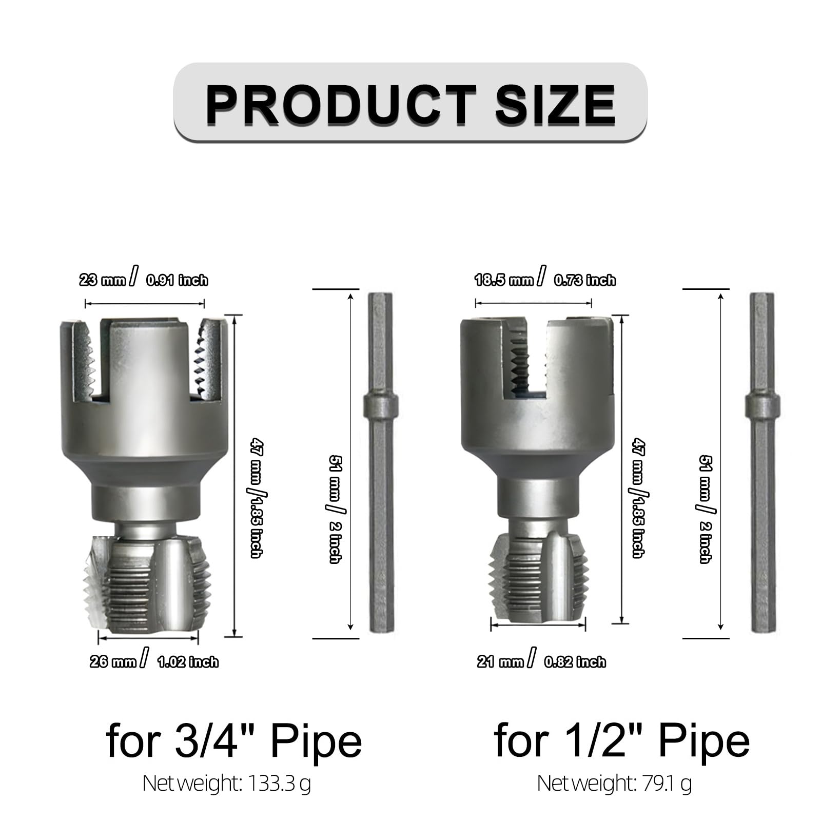 Integrated Internal & External Pipe Threading Tool, Electric Drill Compatible PVC Pipe Threader Kit, 1/2 and 3/4 Inch Water Pipe Threader Kit,2025 New Pipe Thread Cutting Tool(1/2