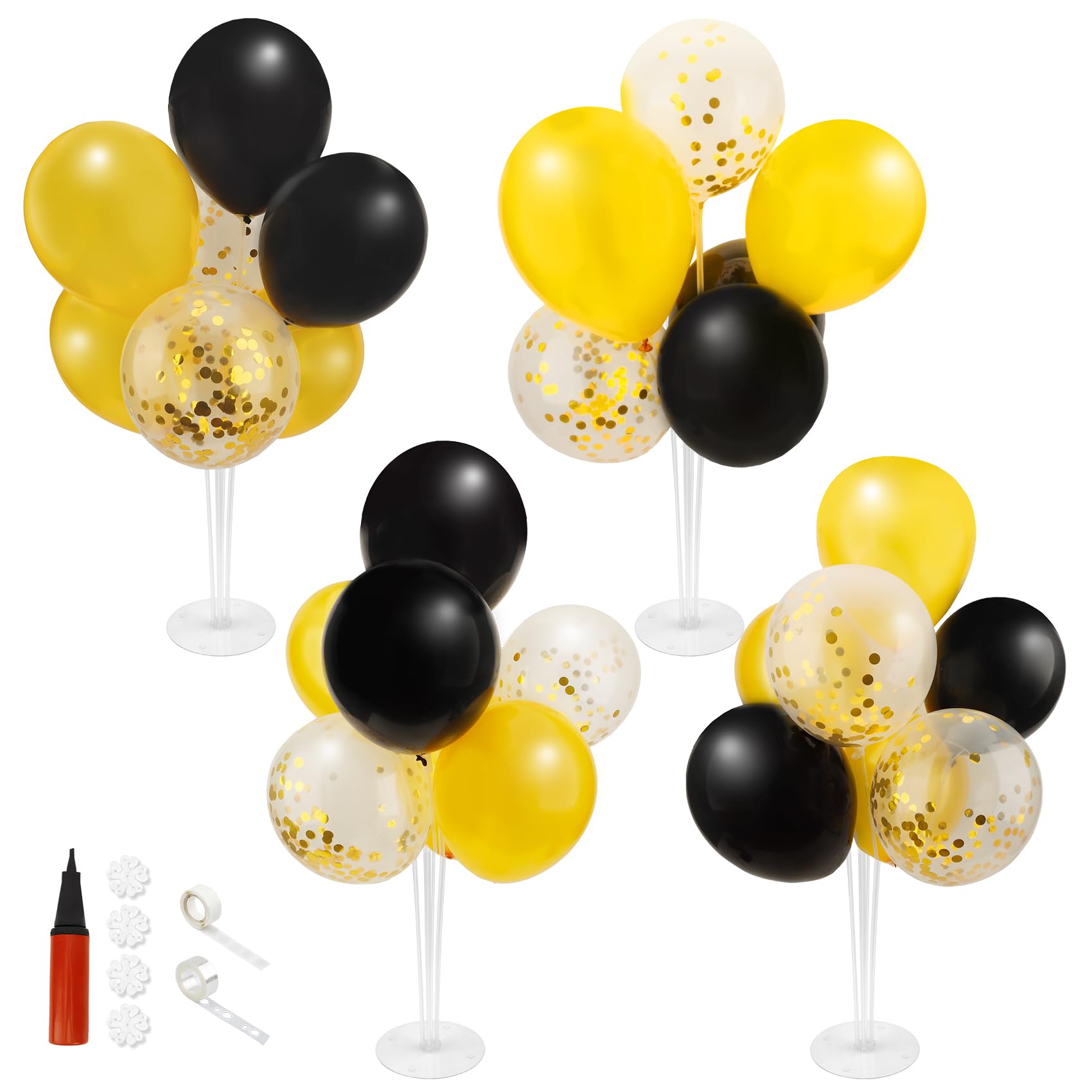 New Years Eve Party Supplies 2026, Black and Gold Balloons Centerpiece Table Decor with Balloon Stand Prom Graduation Retirement Wedding Birthday