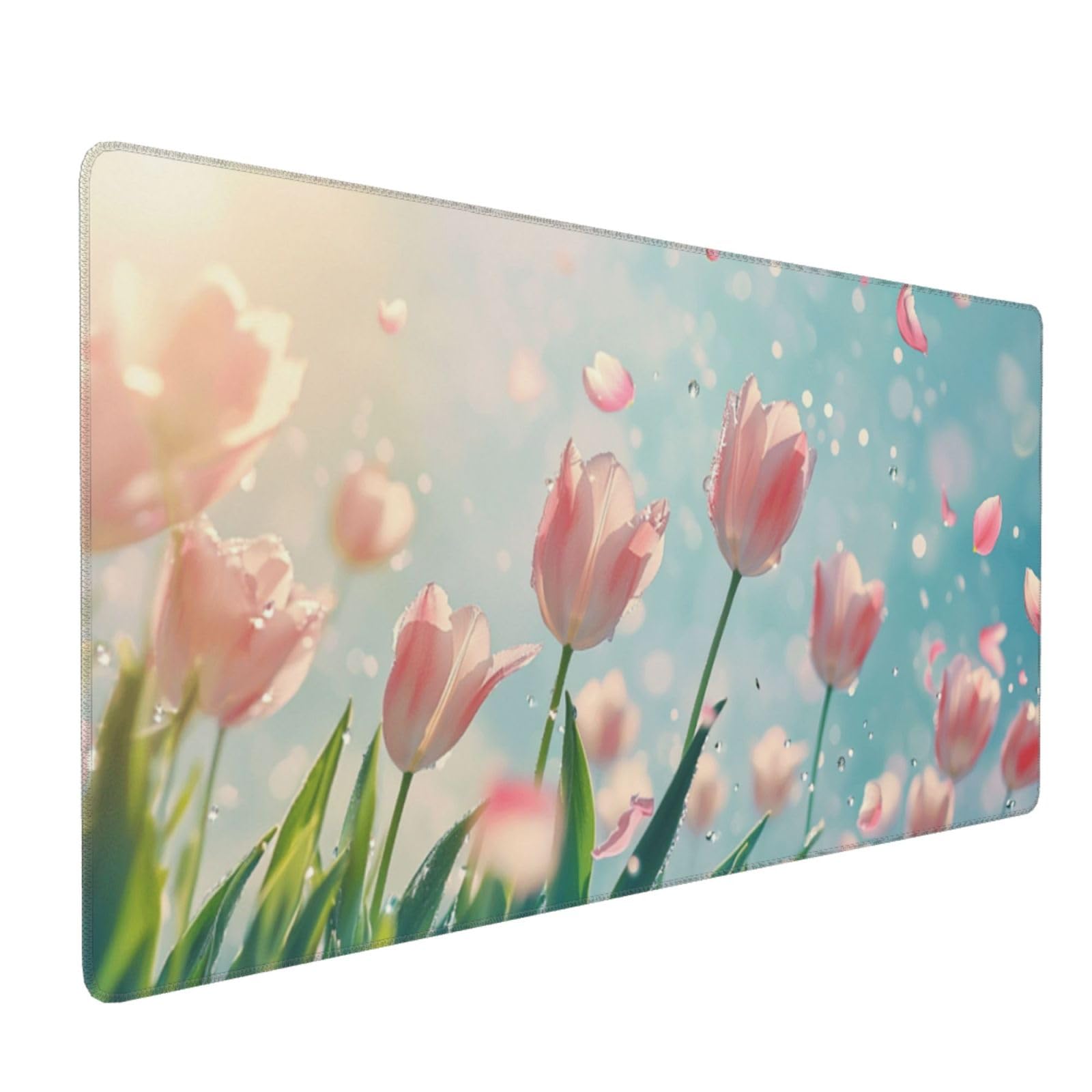 Tulipan duża różowa podkładka pod mysz XXL podkładka pod mysz 1000 x 500 x 4 mm, akcesoria dla graczy, podstawa antypoślizgowa i gładka powierzchnia, poprawia szybkość i precyzję dla gracza-GZ1490