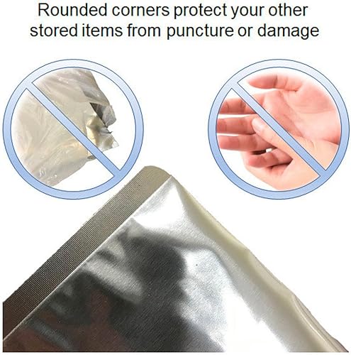 Miniatura 9 de PackFreshUSA Paquete de 25 bolsas de Mylar de 7 mil cuartos, absorbentes de oxígeno de 200 cc, esquinas redondeadas, guía de almacenamiento de