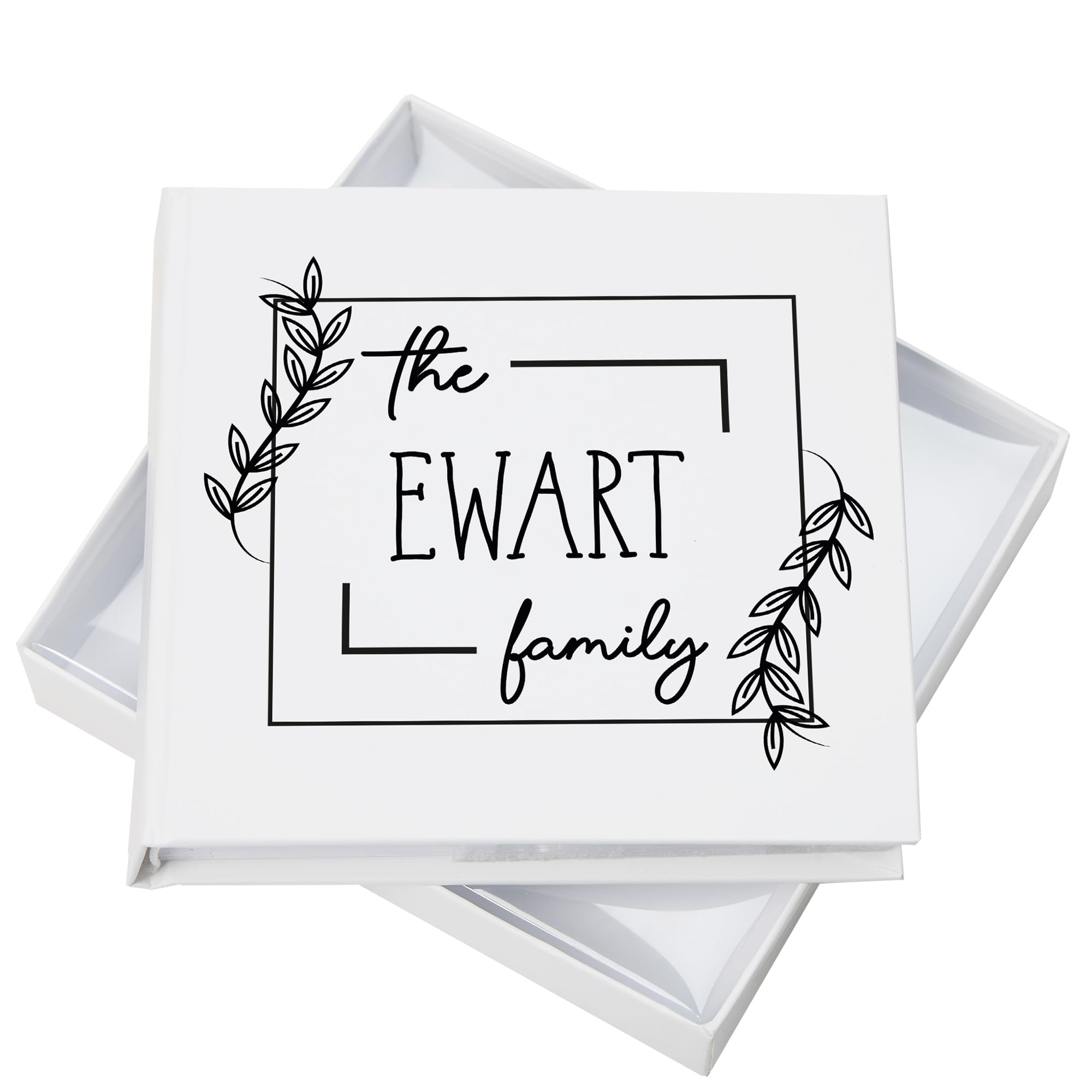 Ukgiftstoreonline White Personalised Family Name Leaf Design Photo Album