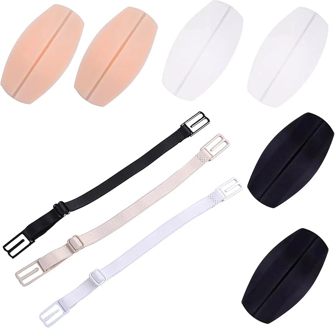3 Pairs Bra Soft Silicone Straps Cushions Pads, Bra Straps AntiSlip