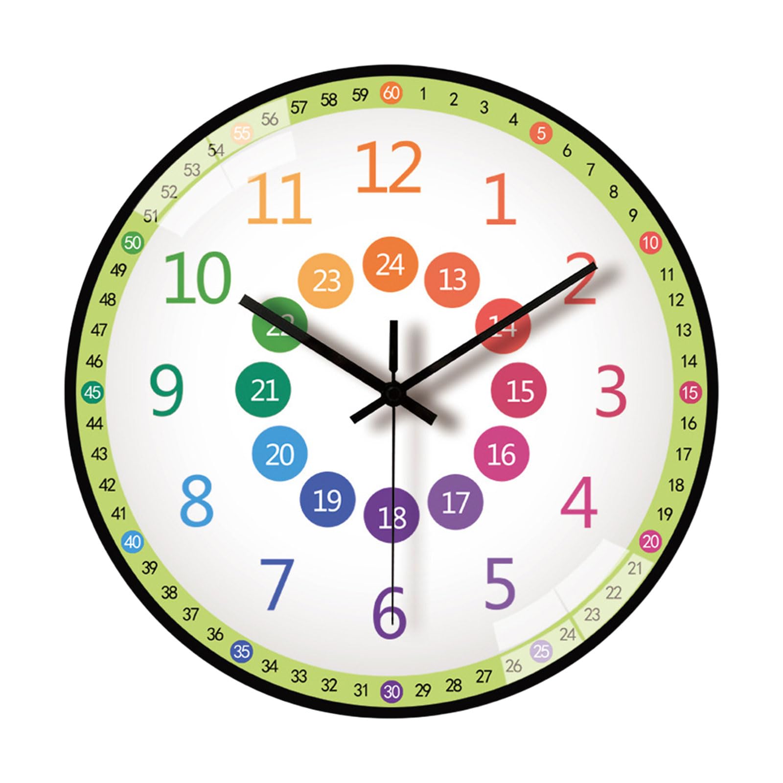 NEWFT 8Inch Children Cartoon Wall Clock Telling Time Teaching Clock Early Education Tool with Quiet Movement for Home Use Time Management