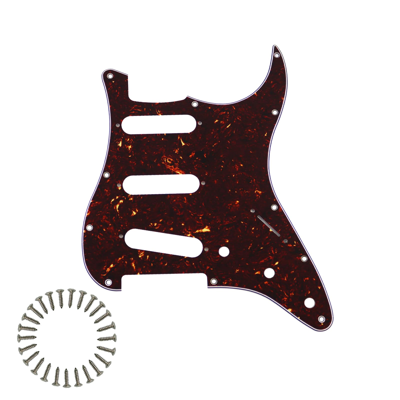 SSS 11-Hole Strat Pickguard for Fender Stratocaster, Brown Tortoise