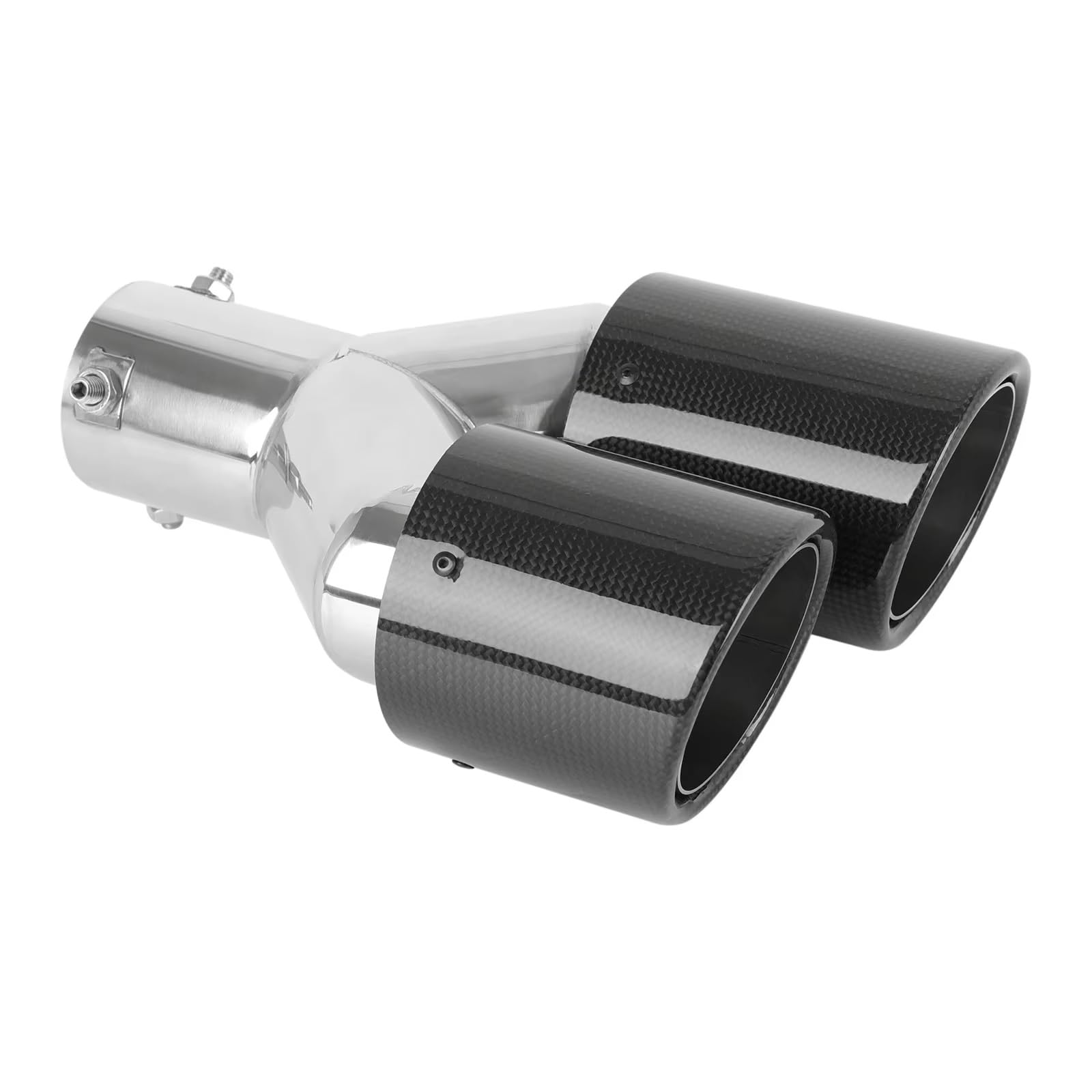 Tubi di Scarico per Auto, terminale di Scarico in Fibra di Carbonio Lucida, Gola Posteriore a Y, Doppia Uscita, Tubi di Scarico in Acciaio Inox Blu, Punta silenziatore Universale