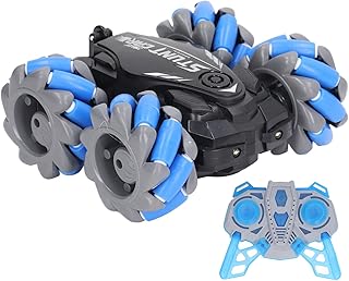 Juguete de Vehículo de Control Remoto de 2.4G, RC Stunt Drift Car Rango de Control de 131 Pies Rotación Carga USB de Doble Cara para Niños (Azul)
