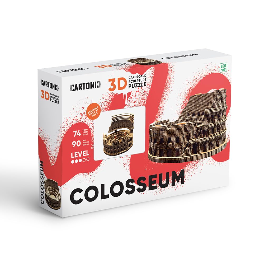 Colosseo di Roma Puzzle 3D in Cartone – Modellino da Costruire | 74 Pezzi, 15 × 15 × 9 cm – Kit Scultura Fai da Te da Dipingere, Materiali Riciclati, Ragazzi e Adulti, Idea Regalo