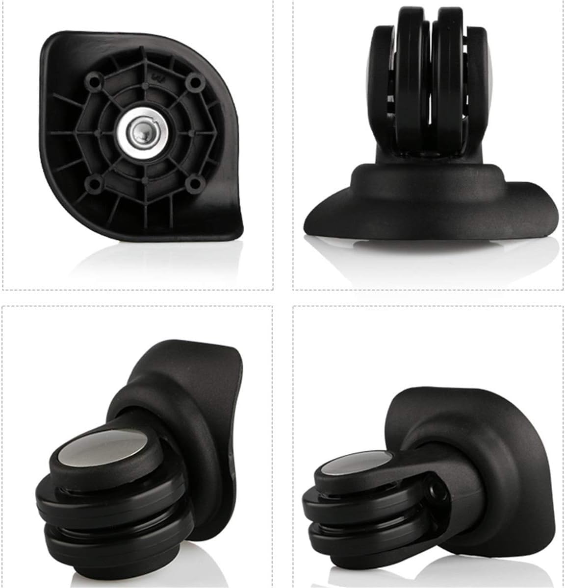 Recambio Ruedas Maletas, Ruedas de Repuesto for Equipaje, giratorias de 455 Grados, silenciosas, Color Negro, Paquete de 2