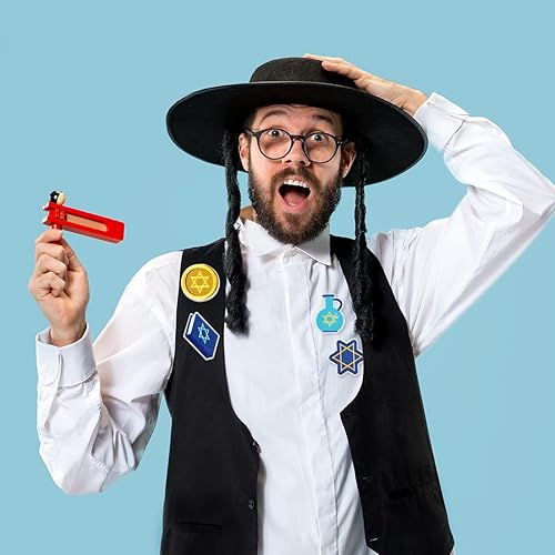 Vista 5 de 8 parches bordados de Hanukkah Feliz Janucá Estrella de David Menorah Dreidel Coser/Planchar en Reparación Bordado Apliques DIY Manualidades