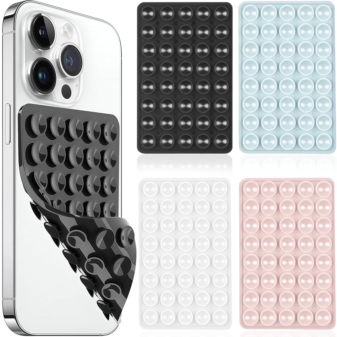 4 Pieces Double Sided Suction Cup Mobile Phone Suction Cups, Non-Slip Mobile Phone Mounts, for Selfies and Videos, for All Models of Mobile Phones (4 Colours)